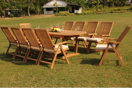11 PC Dining Set - 94" Double Extension Masc Oval Table & 10 Marley Arm Chairs