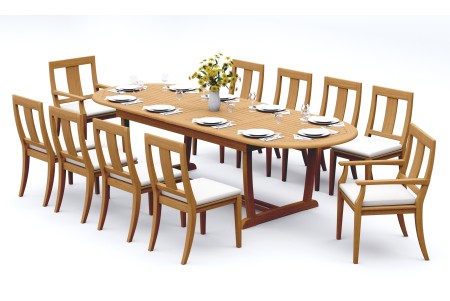 11 PC Dining Set - 94" Double Extension Masc Oval Table & 10 Osbo Chairs (2 Arms + 8 Armless)