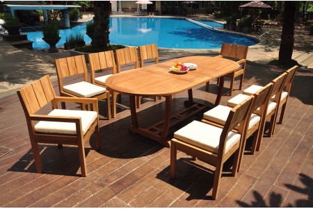 11 PC Dining Set - 94" Double Extension Masc Oval Table & 10 Vera Chairs (2 Arms + 8 Armless)