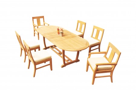7 PC Dining Set - 94" Double Extension Masc Oval Table & 6 Osbo Chairs (2 Arms + 4 Armless) 