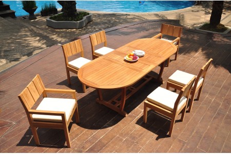 7 PC Dining Set - 94" Double Extension Masc Oval Table & 6 Vera Chairs (2 Arms + 4 Armless) 