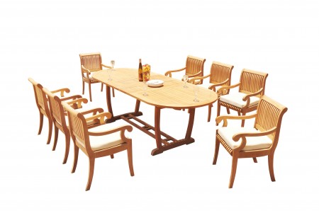 9 PC Dining Set - 94" Double Extension Masc Oval Table & 8 Giva Arm Chairs