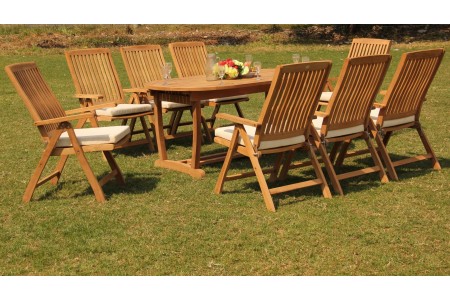 9 PC Dining Set - 94" Double Extension Masc Oval Table & 8 Marley Arm Chairs