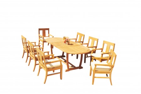 9 PC Dining Set - 94" Double Extension Masc Oval Table & 8 Osbo Arm Chairs