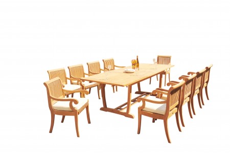 11 PC Dining Set - 94" Double Extension Masc Rectangle Table & 10 Giva Arm Chairs