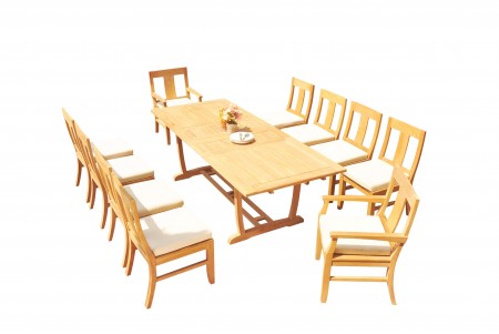 11 PC Dining Set - 94" Double Extension Masc Rectangle Table & 10 Osbo Chairs (2 Arms + 8 Armless)