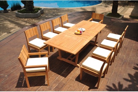 11 PC Dining Set - 94" Double Extension Masc Rectangle Table & 10 Vera Chairs (2 Arms + 8 Armless)