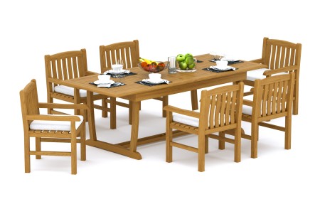 7 PC Dining Set - 94" Double Extension Masc Rectangle Table & 6 Devon Arm Chairs