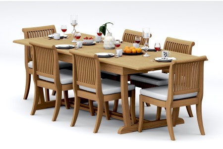 7 PC Dining Set - 94" Double Extension Masc Rectangle Table & 6 Giva Armless Chairs 