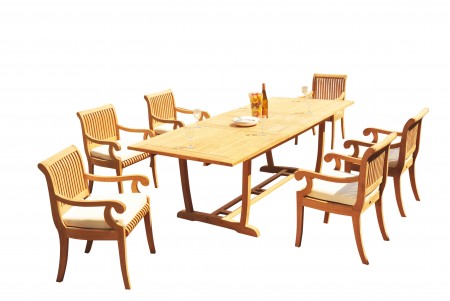 7 PC Dining Set - 94" Double Extension Masc Rectangle Table & 6 Giva Arm Chairs
