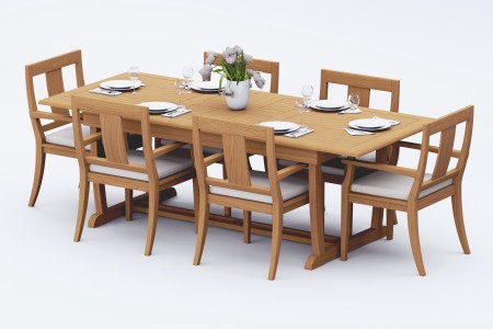 7 PC Dining Set - 94" Double Extension Masc Rectangle Table & 6 Osbo Arm Chairs