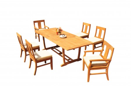 7 PC Dining Set - 94" Double Extension Masc Rectangle Table & 6 Osbo Chairs (2 Arms + 4 Armless) 