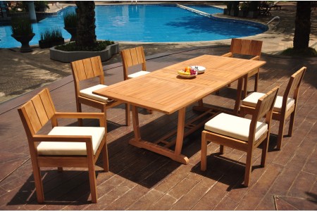 7 PC Dining Set - 94" Double Extension Masc Rectangle Table & 6 Vera Chairs (2 Arms + 4 Armless) 