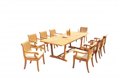 9 PC Dining Set - 94" Double Extension Masc Rectangle Table & 8 Giva Arm Chairs