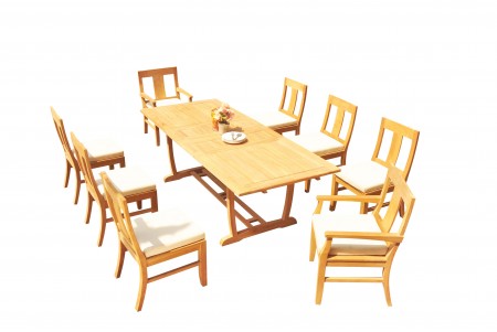 9 PC Dining Set - 94" Double Extension Masc Rectangle Table & 8 Osbo Chairs (2 Arms + 6 Armless)