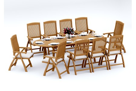 11 PC Dining Set - 94" Double Extension Oval Table & 10 Marley Arm Chairs