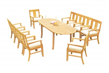 11 PC Dining Set - 94" Double Extension Oval Table & 10 Osbo Arm Chairs