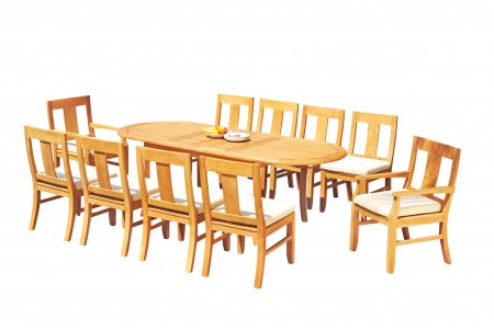 11 PC Dining Set - 94" Double Extension Oval Table & 10 Osbo Chairs (2 Arms + 8 Armless)