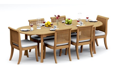 7 PC Dining Set - 94" Double Extension Oval Table & 6 Giva Armless Chairs 