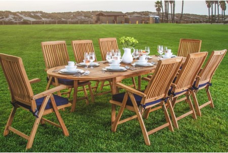 9 PC Dining Set - 94" Double Extension Oval Table & 8 Marley Arm Chairs