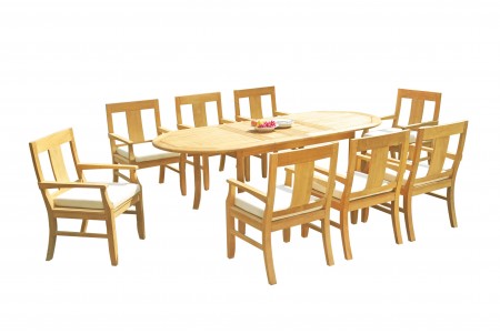 9 PC Dining Set - 94" Double Extension Oval Table & 8 Osbo Arm Chairs