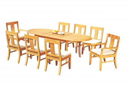 9 PC Dining Set - 94" Double Extension Oval Table & 8 Osbo Chairs (2 Arms + 6 Armless)
