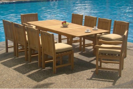 11 PC Dining Set - 94" Double Extension Rectangle Table & 10 Devon Armless Chairs