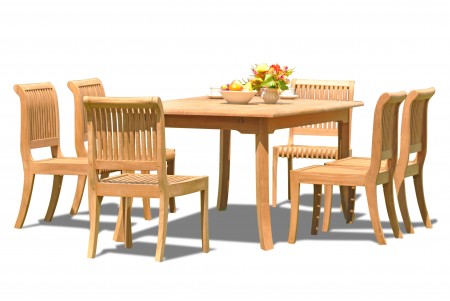 7 PC Dining Set - 94" Double Extension Rectangle Table & 6 Giva Armless Chairs 