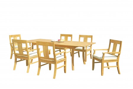 7 PC Dining Set - 94" Double Extension Rectangle Table & 6 Osbo Arm Chairs