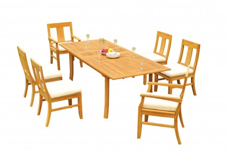 7 PC Dining Set - 94" Double Extension Rectangle Table & 6 Osbo Chairs (2 Arms + 4 Armless) 