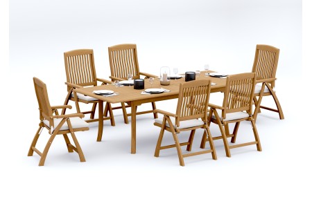 7 PC Dining Set - 94" Double Extension Rectangle Table & 6 Marley Arm Chairs