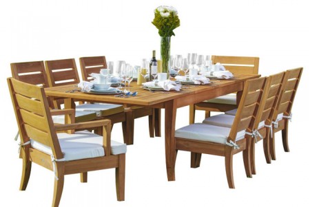 9 PC Dining Set - 94" Double Extension Rectangle Table & 8 Atnas Armless Chairs
