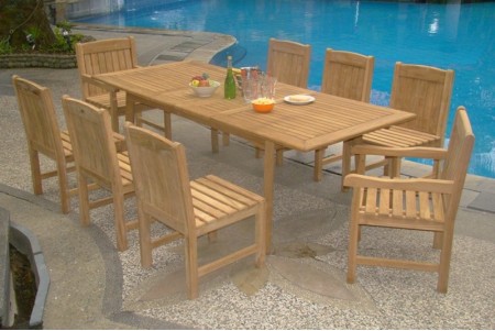 7 PC Dining Set - 94" Double Extension Rectangle Table & 6 Devon Armless Chairs 