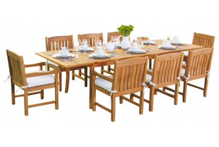 9 PC Dining Set - 94" Double Extension Rectangle Table & 8 Devon Arm Chairs