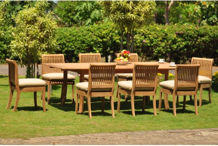 9 PC Dining Set - 94" Double Extension Rectangle Table & 8 Giva Armless Chairs