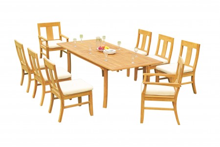 9 PC Dining Set - 94" Double Extension Rectangle Table & 8 Osbo Chairs (2 Arms + 6 Armless)