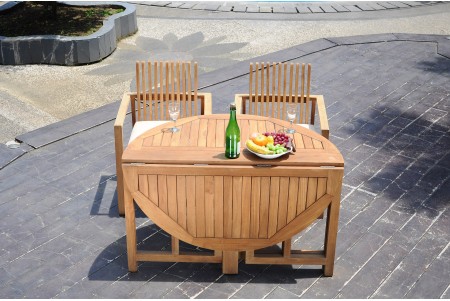 5 PC Dining Set - 48" Round Butterfly Table & 4 Clipper Stacking Arm Chairs 