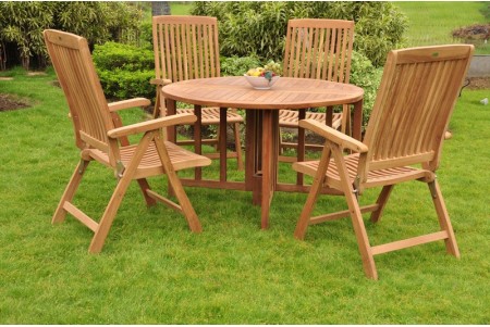 5 PC Dining Set - 48" Round Butterfly Table & 4 Marley Arm Chairs 