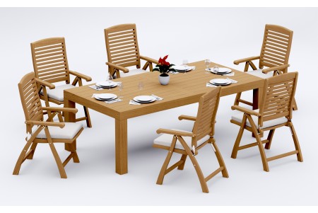 7 PC Dining Set - 86" Rectangle Table & 6 Ashley Arm Chairs 