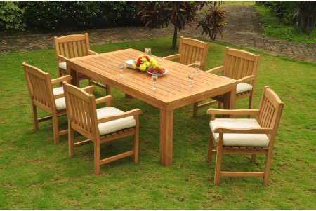 7 PC Dining Set - 86" Rectangle Table & 6 Devon Arm Chairs 