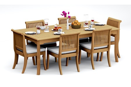 7 PC Dining Set - 86" Rectangle Table & 6 Giva Armless Chairs 