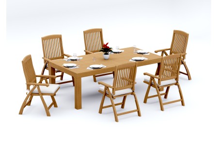 7 PC Dining Set - 86" Rectangle Table & 6 Marley Arm Chairs 