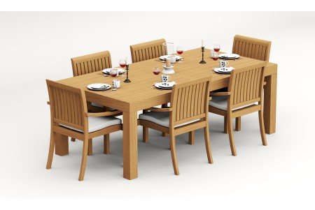 7 PC Dining Set - 86" Rectangle Table & 6 Napa Stacking Arm Chairs 