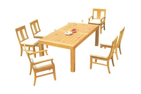 7 PC Dining Set - 86" Rectangle Table & 6 Osbo Chairs (2 Arms + 4 Armless) 