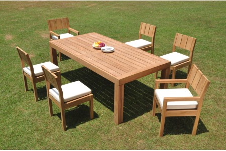 7 PC Dining Set - 86" Rectangle Table & 6 Vera Chairs (2 Arms + 4 Armless) 