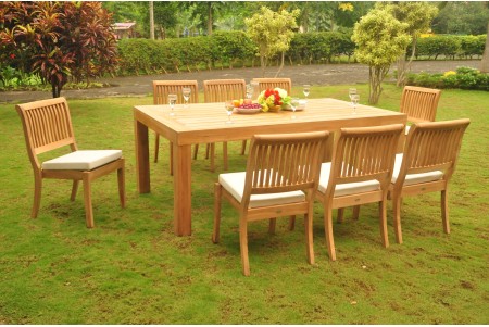 9 PC Dining Set - 86" Rectangle Table & 8 Arbor Stacking Armless Chairs 