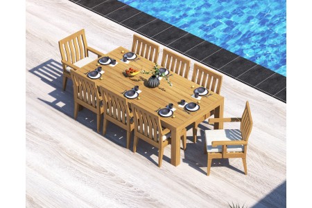 9 PC Dining Set - 86" Rectangle Table & 8 Caranas Arm Chairs 