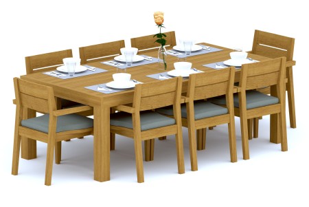 9 PC Dining Set - 86" Rectangle Table & 8 Cellore Stacking Arm Chairs 