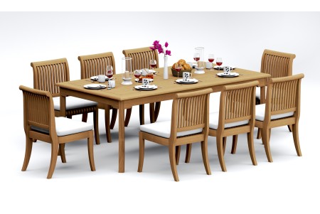 9 PC Dining Set - 86" Rectangle Table & 8 Giva Armless Chairs 