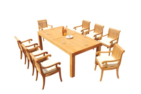 9 PC Dining Set - 86" Rectangle Table & 8 Giva Arm Chairs 